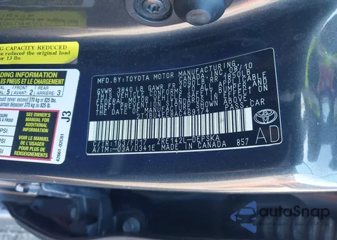 2010 Toyota Corolla S z USA, uszkodzony, nr VIN 2T1BU4EE8AC469174